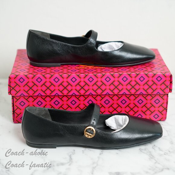 NIB Tory Burch Selby Mary Jane Ballet Leather Flats in Black - Picture 4 of 10